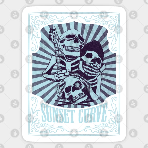 SUNSET CURVE BAND TSHIRT #1 Sticker by ARTCLX